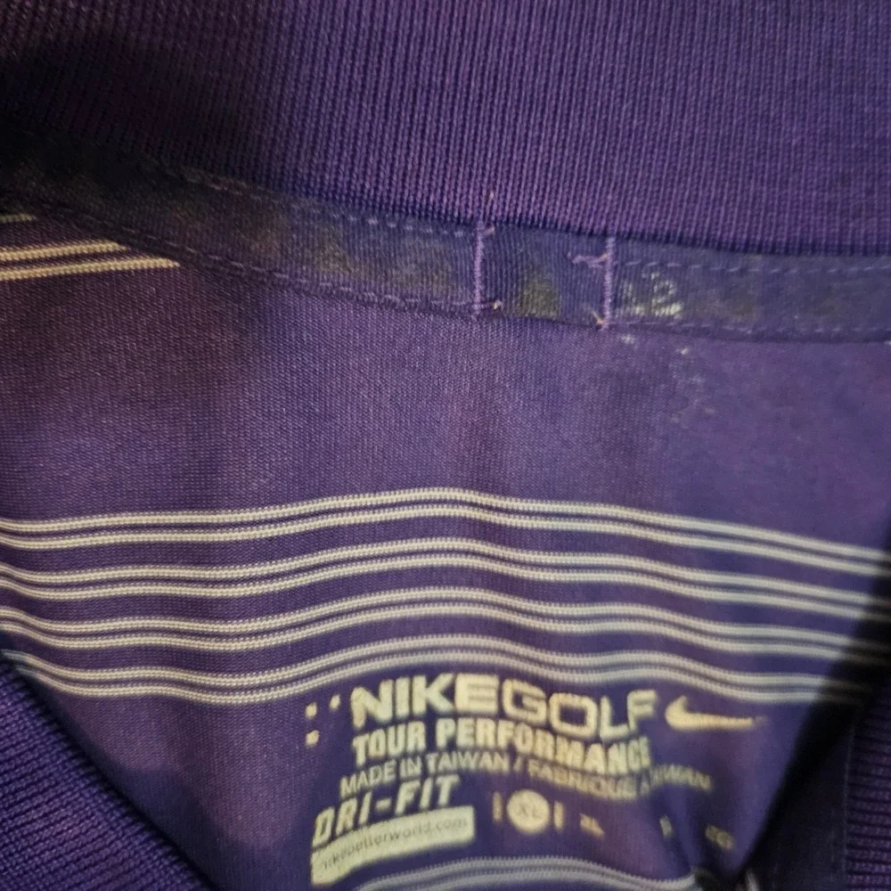 Nike Golf Tour Performance Dri-FIT Polo Shirt Mens XL‎ Striped Purple